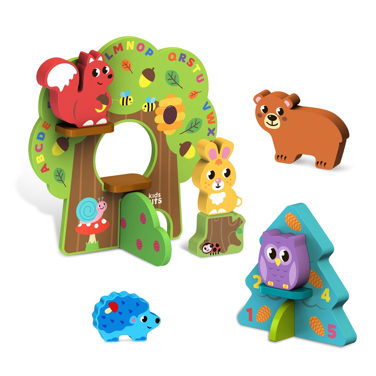 Wooden Forest SetKids Hits: Unleash Creativity with the Wooden Forest Set - Building, Matching, and Imaginative Play for Little Explorers!