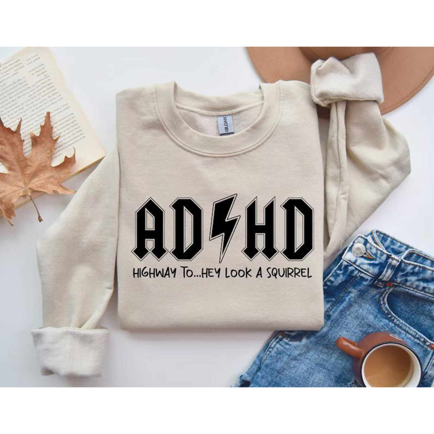 ADHD Shirts, Mental Health T-Shirt, Funny Saying Graphic Tees, ADHD Awareness Tshirt, Gifts for Friend, Highway To Hey Look a Squirrel Shirt product 2