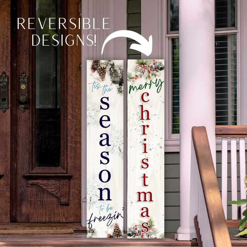 Season for Freezin/Merry Christmas- Reversible Porch Board