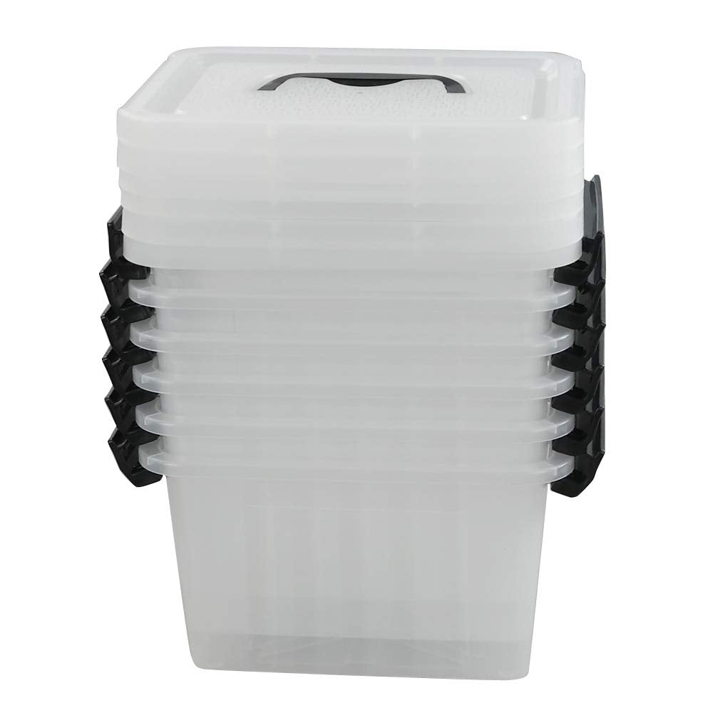 6 Pieces 3.5 Quart Small Plastic Storage Box with Handles, Clear Latching Bin with Lid