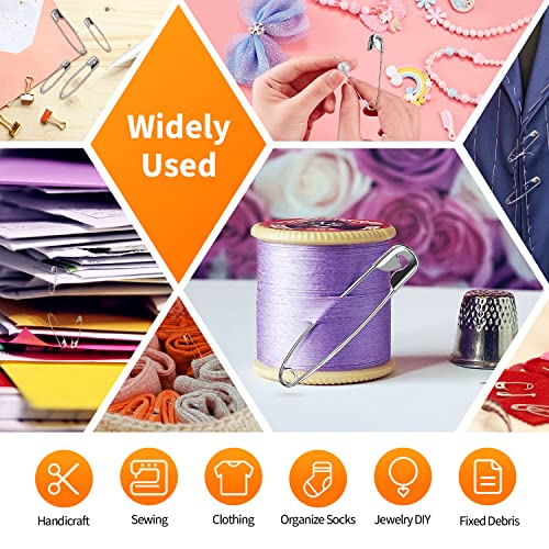 4-Size Pack of Safety Pins- Top 250-Count &#x2013; Durable, Rust-Resistant Nickel Plated Steel Set- Best Sewing Accessories Kit for Baby Clothing, Crafts, Arts (4-Size in 1 No.001)