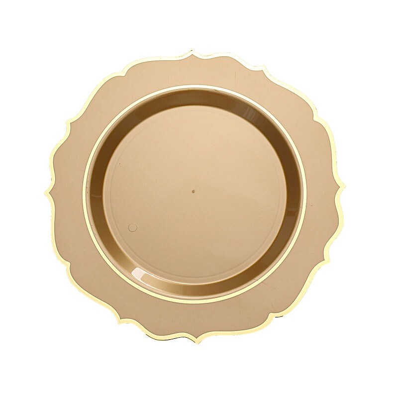 10.5&#x22; Disposable Plastic Plates Scalloped Rim