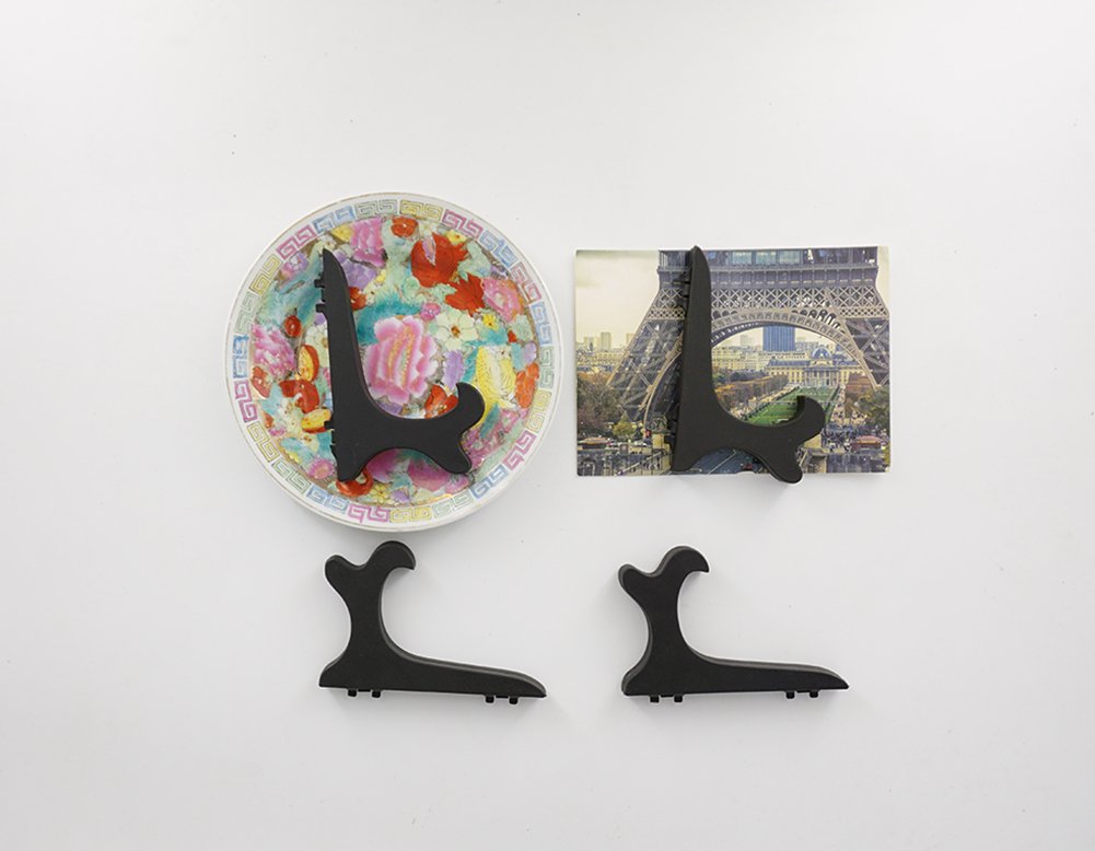 Artliving Black 4&#x22; Wood-Like Plastic Easels Plate Display Stands Picture Frame Stand Holder-Set of 4