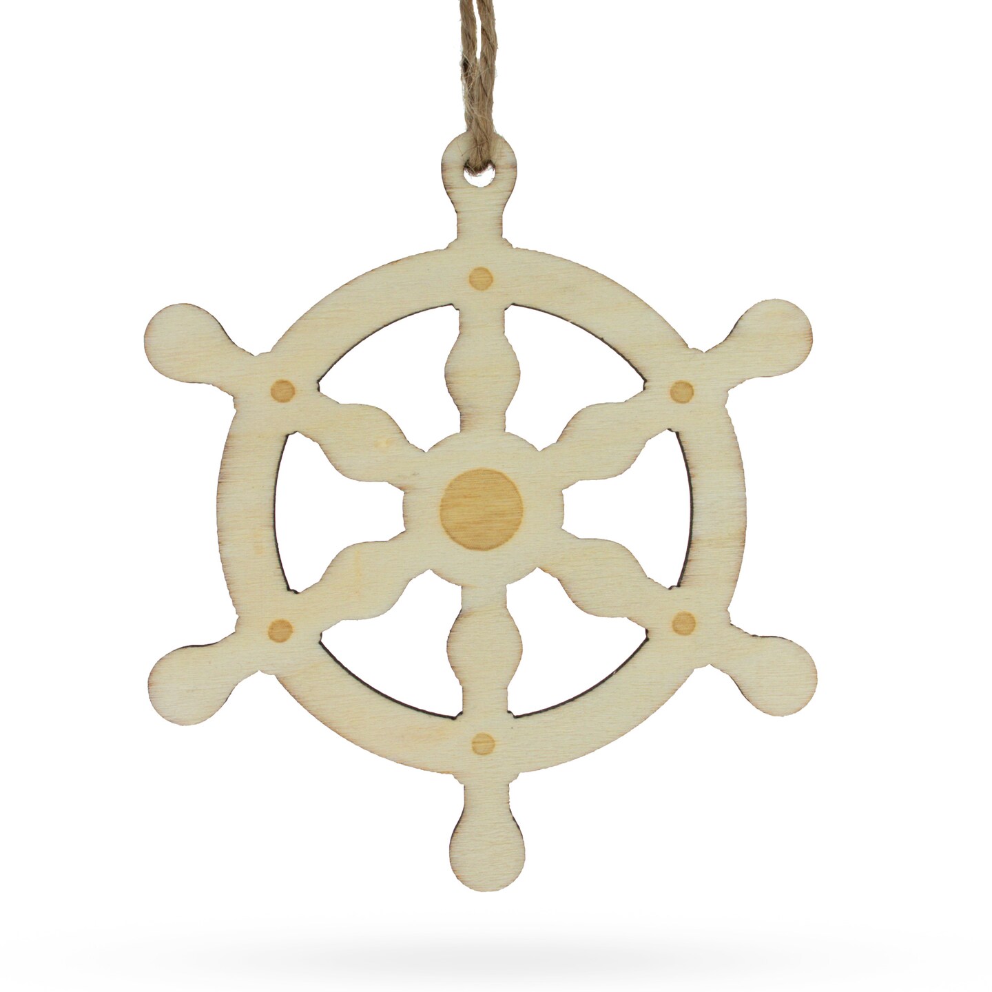 Unfinished Wooden Ship Wheel Ornament DIY Craft 4 Inches