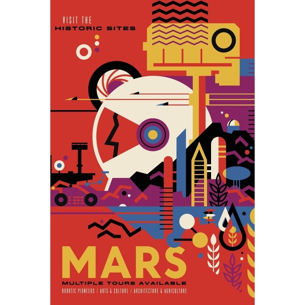 Posterazzi Retro space travel poster of NASAs Mars Exploration Program Poster Print by Stocktrek Images