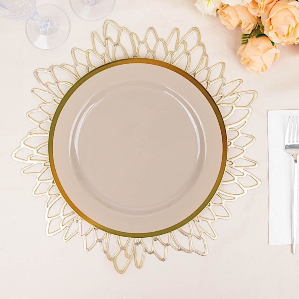 Round Plastic Dessert Plates with Gold Rim