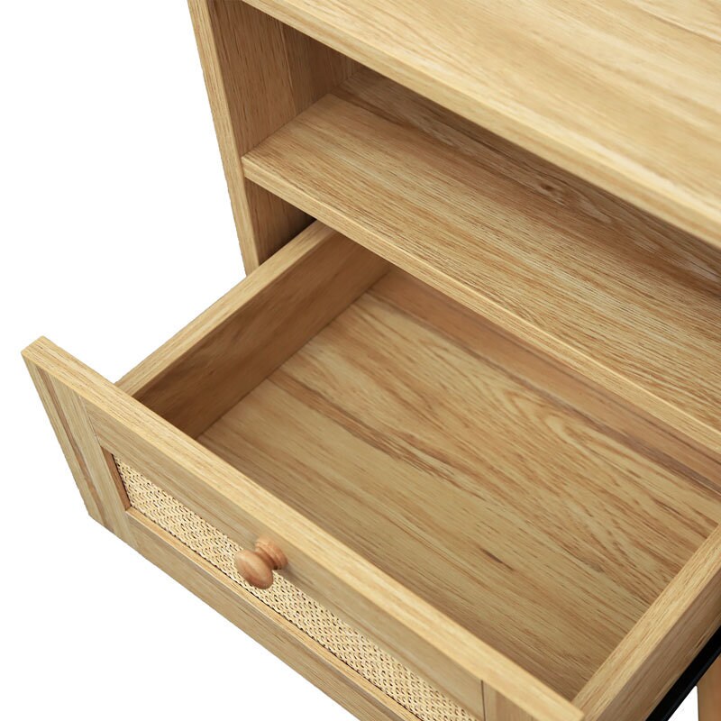 Boho-Chic Rattan Nightstand with Charging Ports | Stay Connected Stylishly