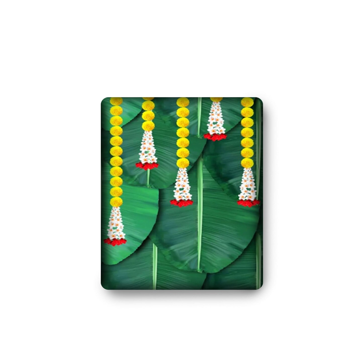 Banana Leaf with Marigold Backdrop Indian Traditional Cloth 5x8 Feet Backdrop Pooja Backdrop Indian Wall Art Photo Decor Banner Diwali Decor Wedding Backdrop Decorative Cloth