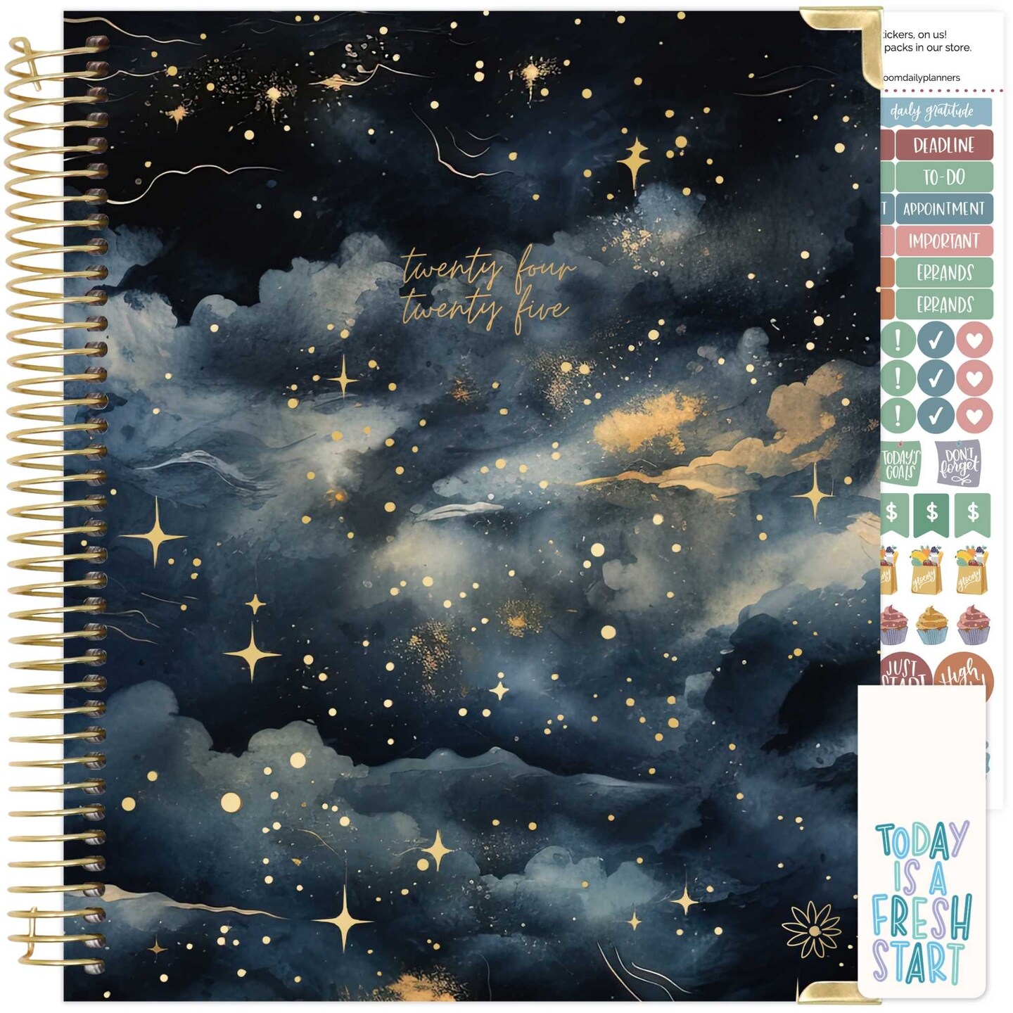 bloom daily planners 2024-25 Vision Planner, 7.5&#x22; x 9&#x22;, Midnight Sky