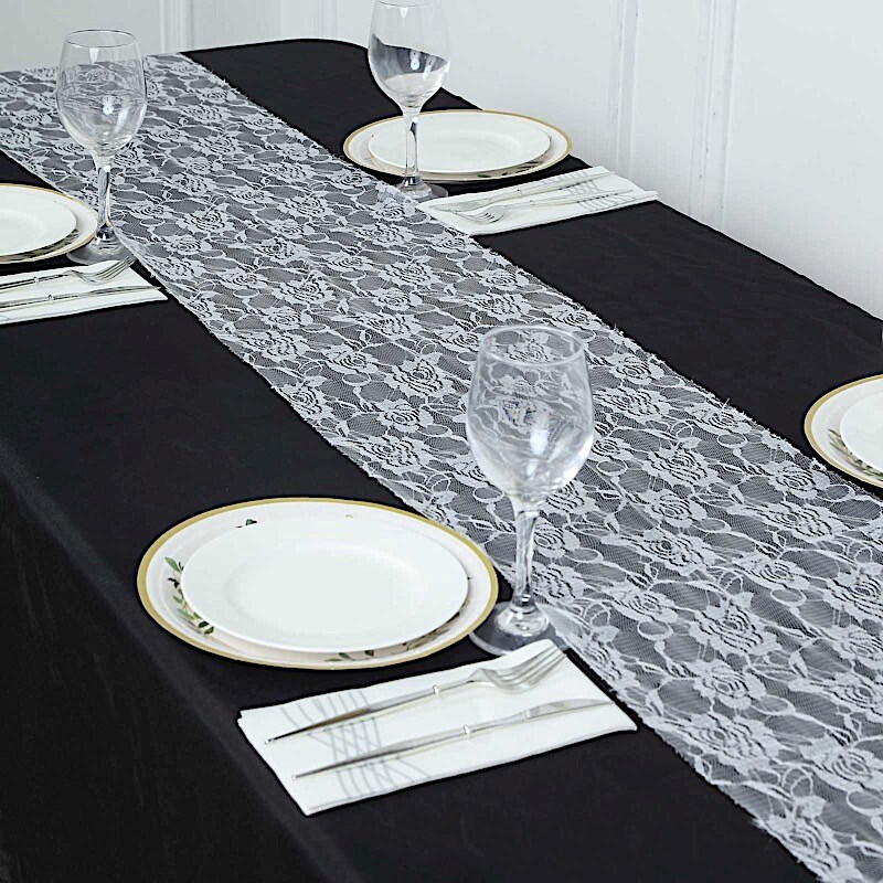 12x108 in Rose Floral Lace TABLE RUNNER