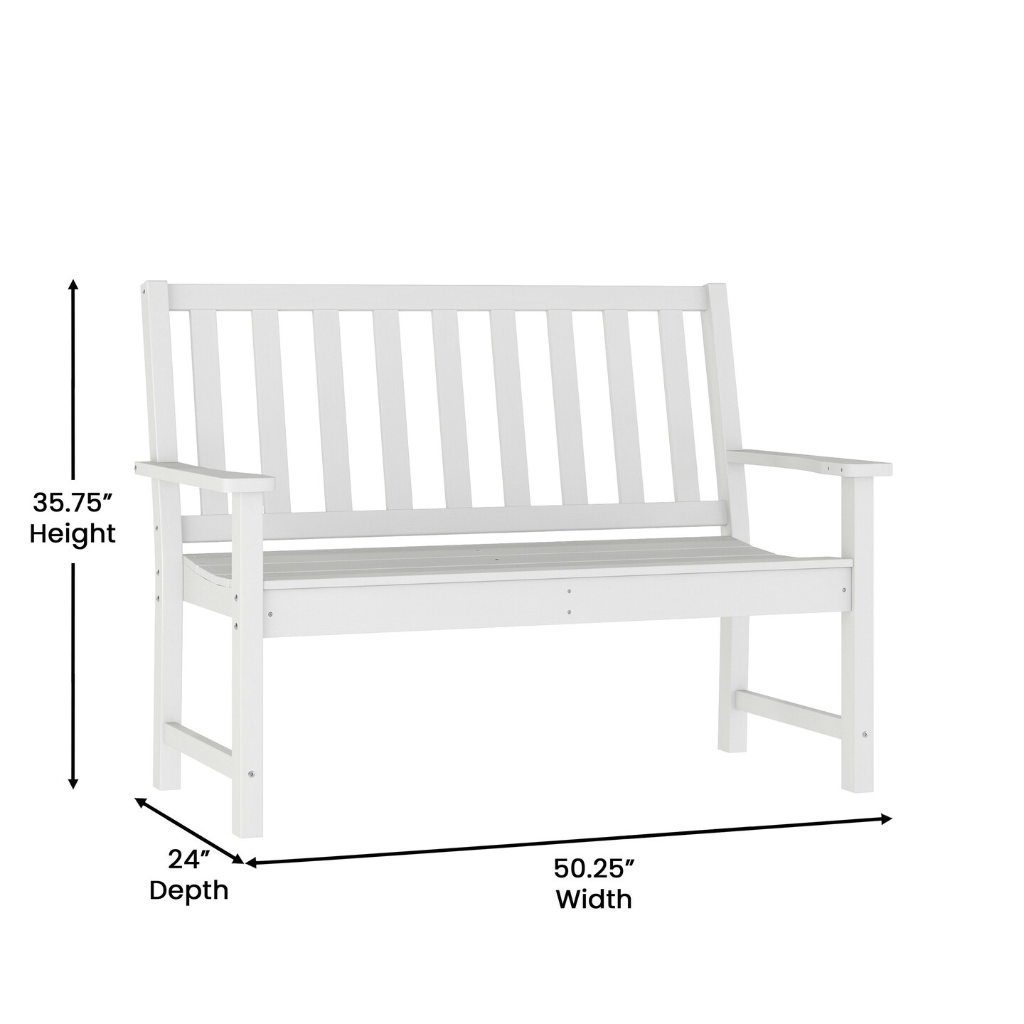 Merrick Lane Cressly All Weather Recycled HDPE Bench for Indoor and Outdoor Use