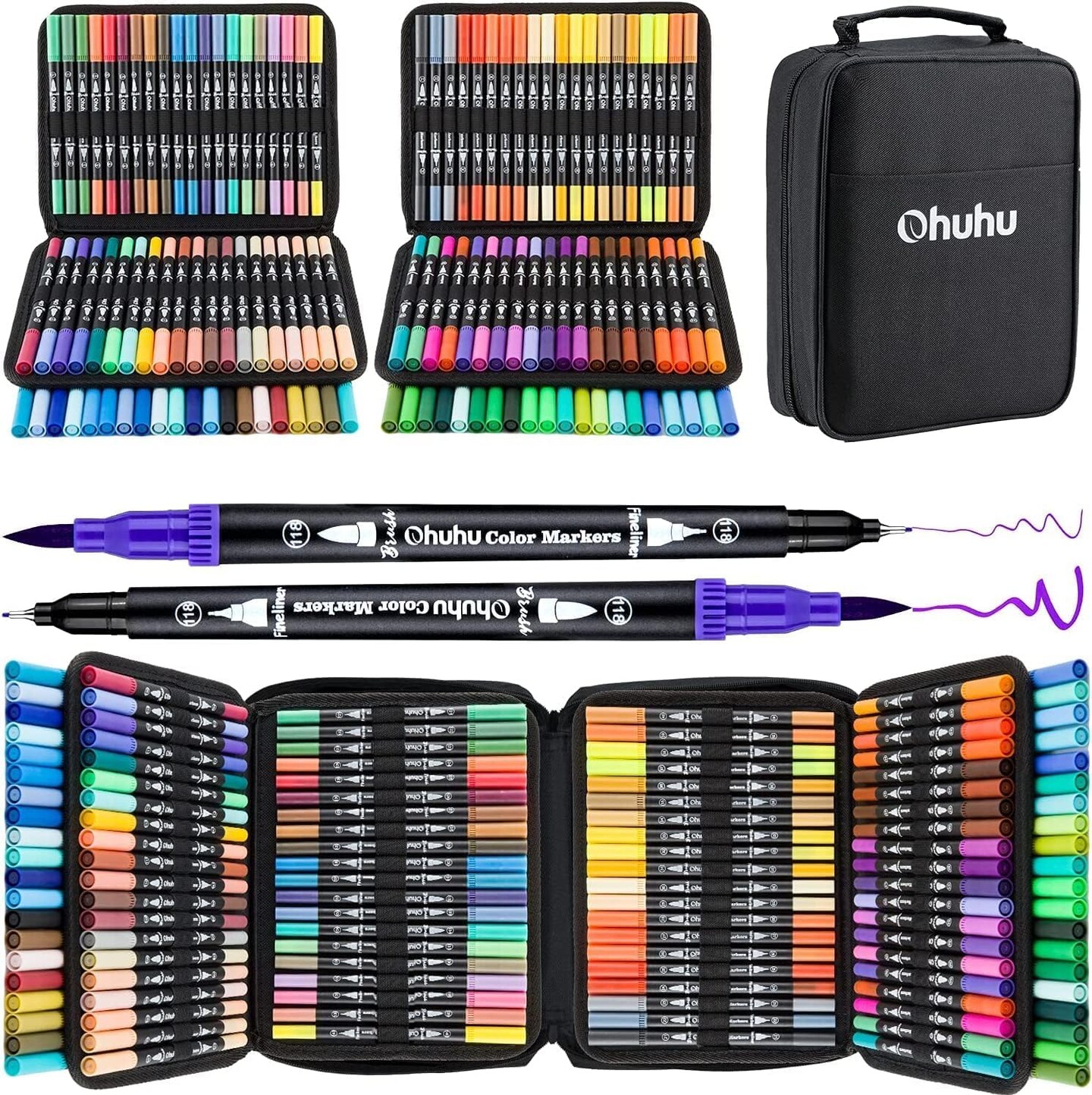 Ohuhu Water Based Markers for Adult Coloring Books: 160 Colors Brush ...