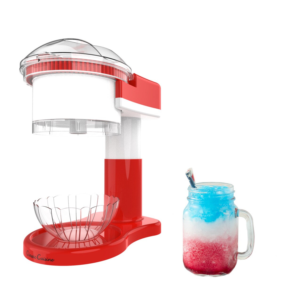Classic Cuisine Shaved Ice Snow Cone Slushy Maker Use Ice Cubes Easy at Home Counter Top