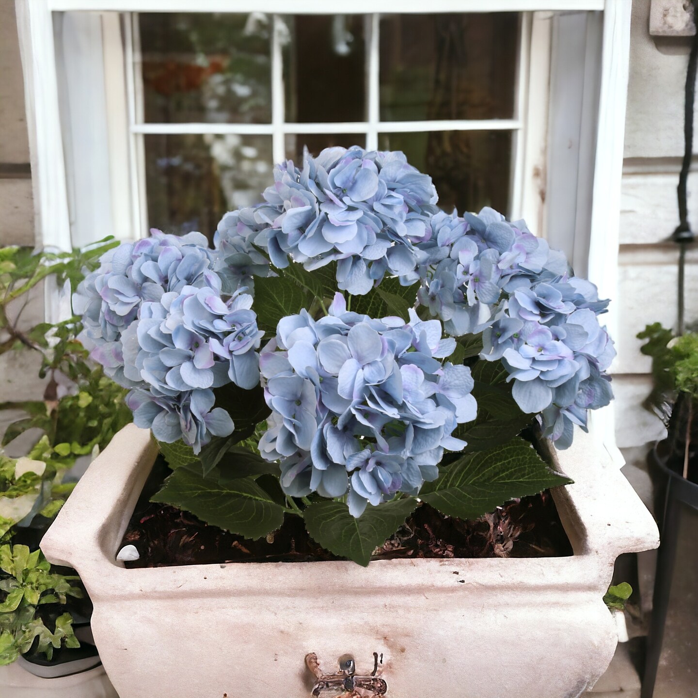 6-Pack: Blue Hydrangea Bush with 7 Silk Flowers &#x26; Leaves by Floral Home Artificial Flowers