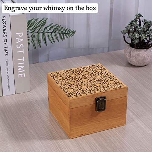 Vintage Wooden Storage Box Container with Hinged Lid and Front Clasp, 5.5&#x27;&#x27; x 5.5&#x27;&#x27; x 3.9&#x27;&#x27; Small Keepsake Box, Rustic Wood Boxes for Crafts Art Hobbies and Home Decoration