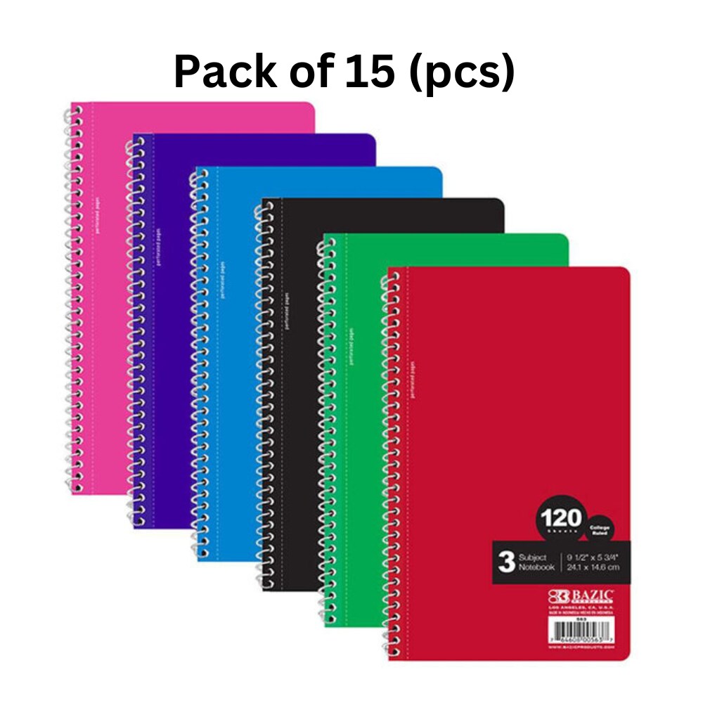 Notebook Spiral C/R 3-Subject 9.5&#x22; X 5.75&#x22; 120 Ct | MINA&#xAE;