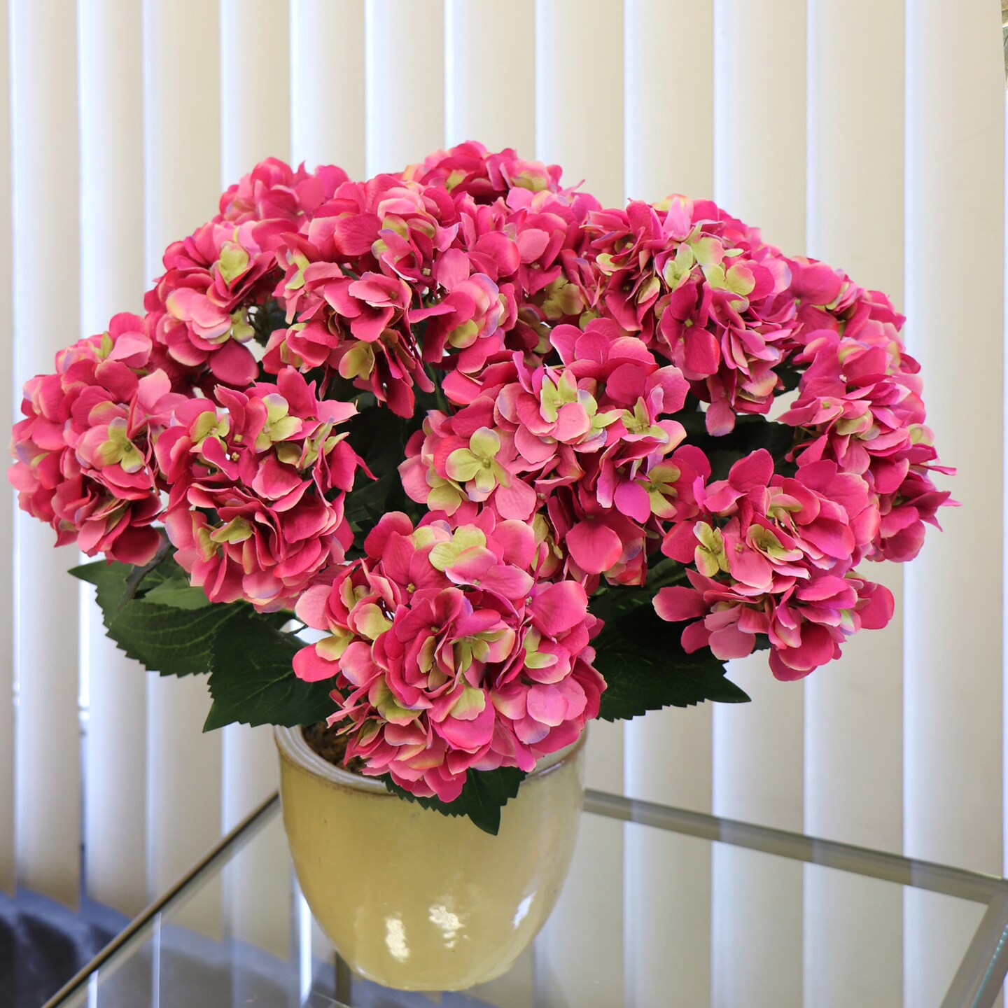 6-Pack: UV Fuchsia Hydrangea Bush with 7 Silk Flowers for Outdoor &#x26; Indoor D&#xE9;cor - Floral Home by Artificial Flowers