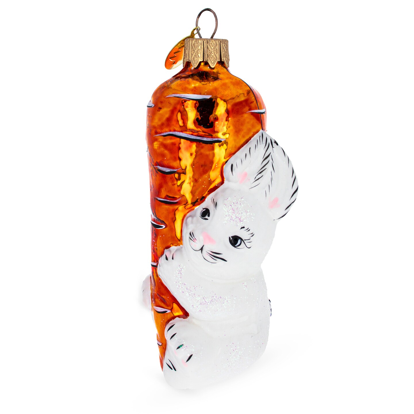 Bunny with Carrot Mini Glass Christmas Ornament