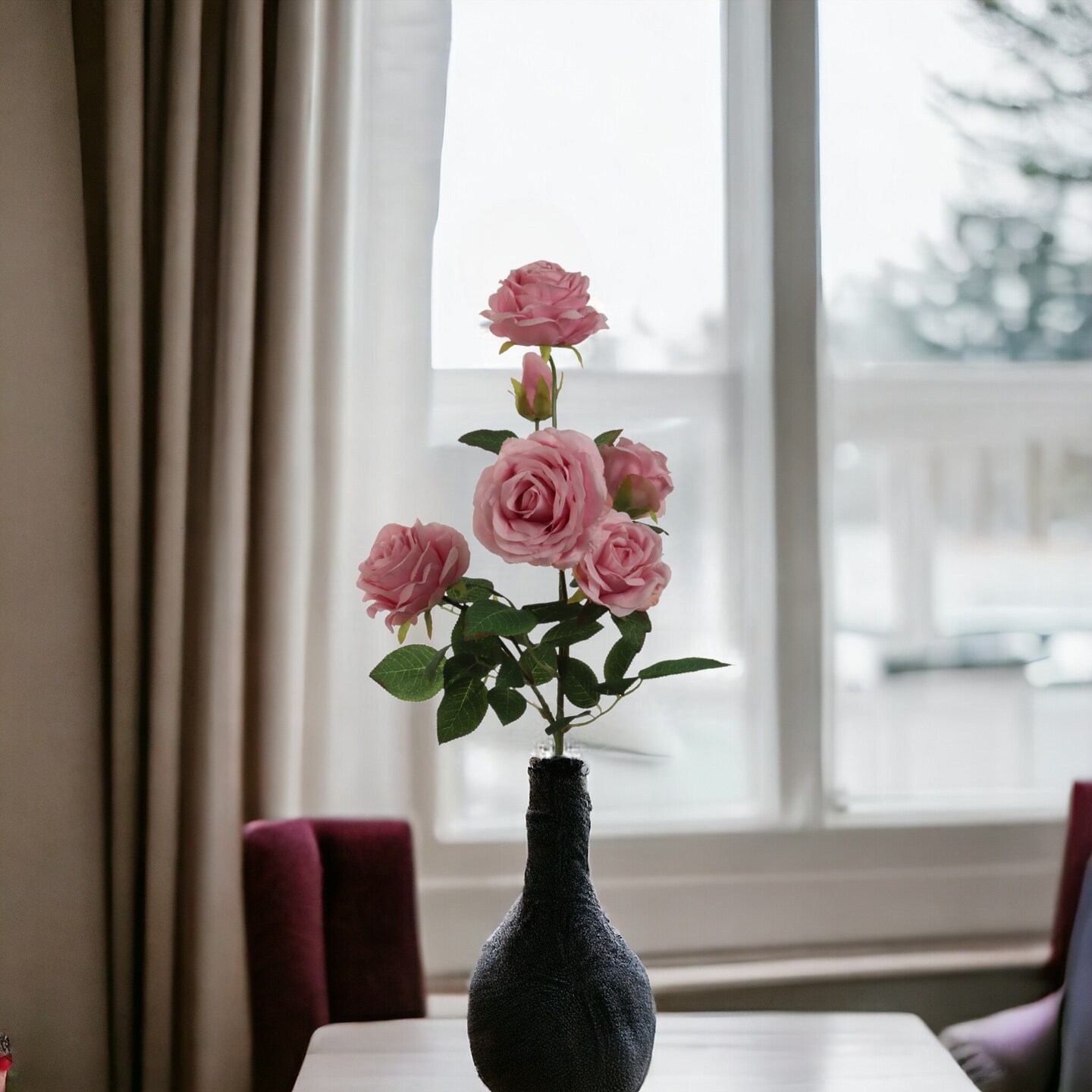 27-Inch Mauve Pink Rose Spray - Set of 12, Lifelike Silk Roses for Elegant Home D&#xE9;cor &#x26; Floral Arrangements - Timeless Beauty, Floral Home by Artificial Flowers