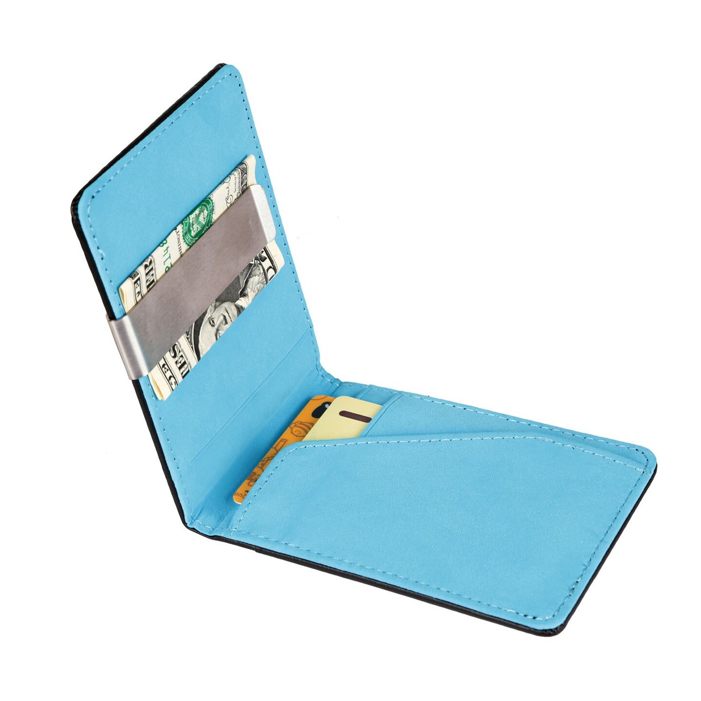 Unisex Pu Leather Wallet Rfid Blocking Slim Bifold Credit Card Holder Money Clip