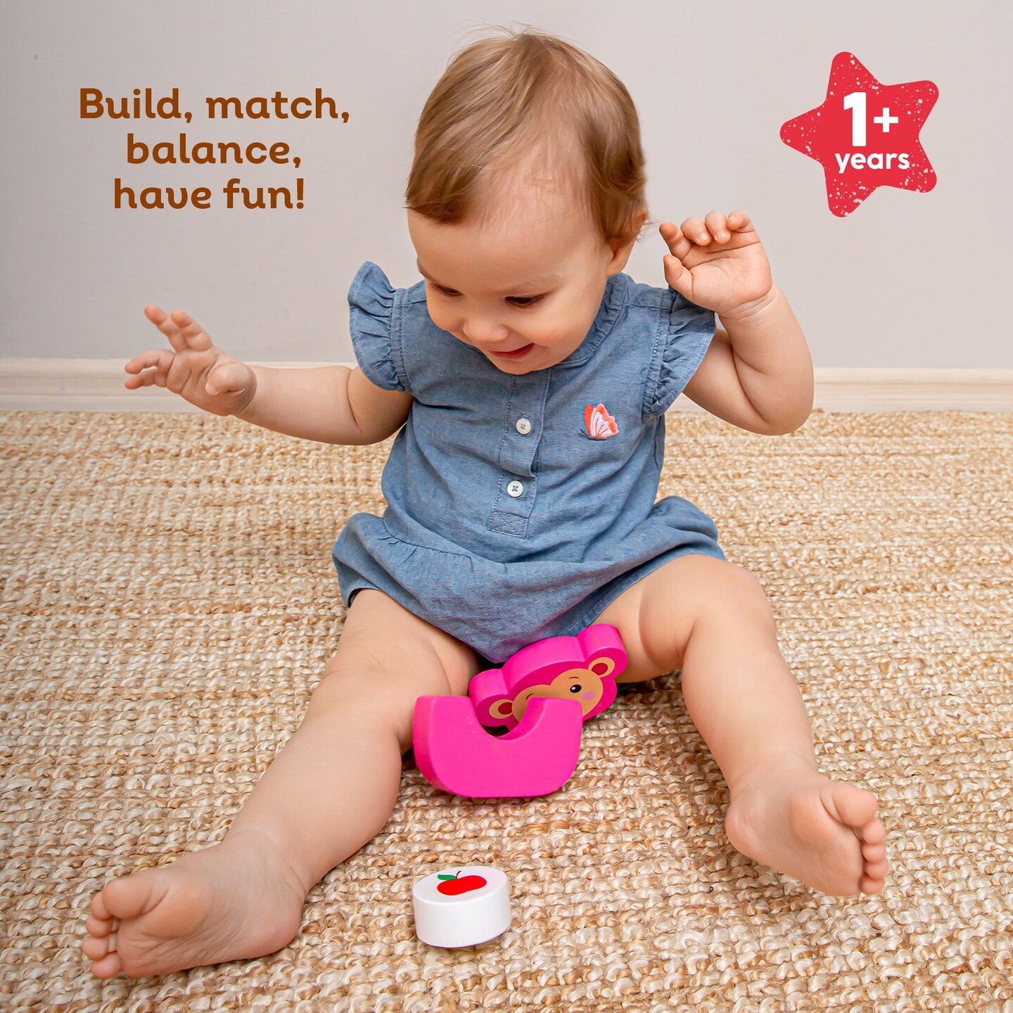 Kids Hits: Wooden Toy - Unleash Creativity with the Funny Monkey Build-and-Match Game!