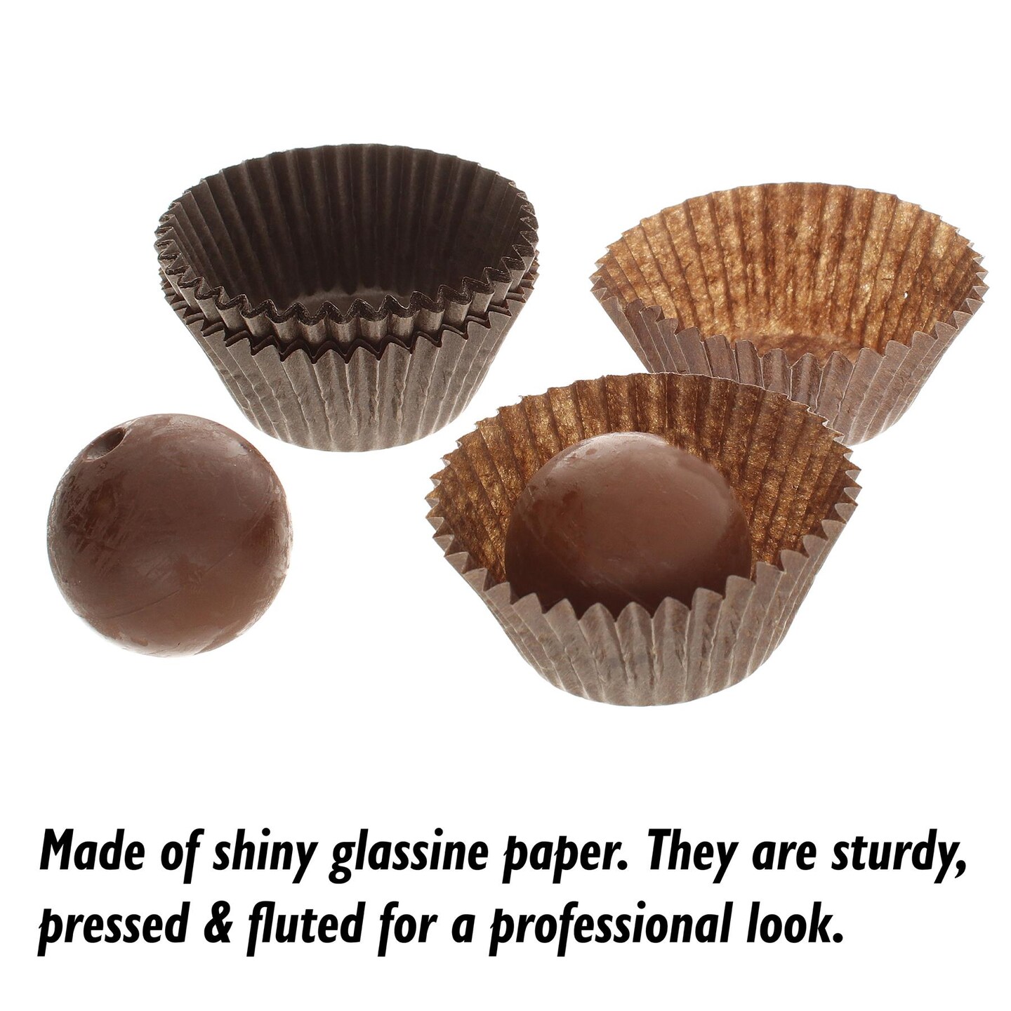 Size #6 Glassine Candy Paper Cups Brown &#x2013; 1-1/4&#x201D; Base, 7/8&#x201D; Wall