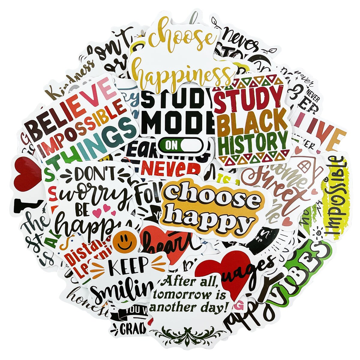 Wrapables Waterproof Vinyl Stickers for Water Bottles, Laptop, Phones, Skateboards, Decals for Teens, 100pcs