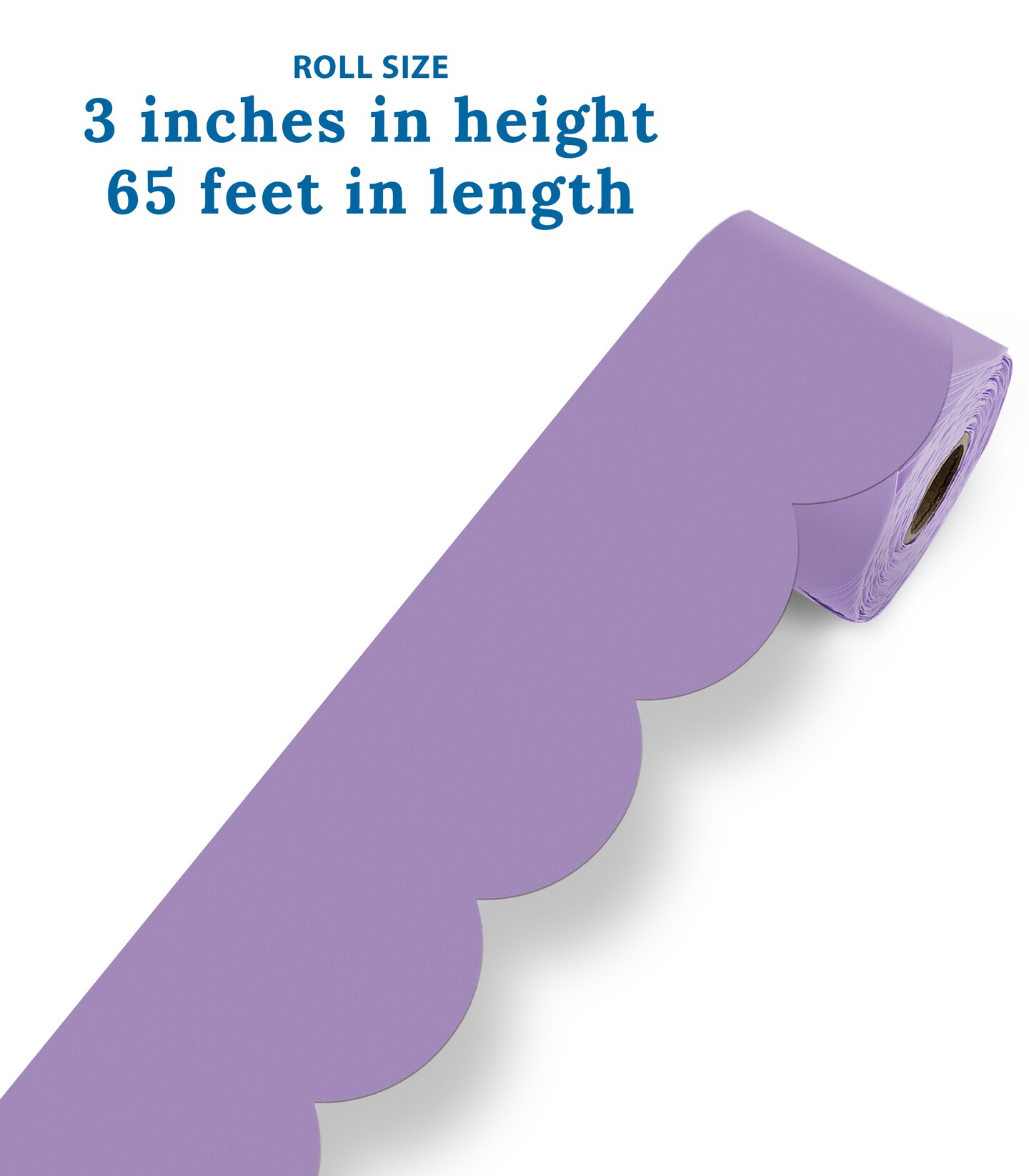 Carson Dellosa 65Ft of Lavender Bulletin Board Borders, 1 Roll of Lilac Scalloped Trim for Rolling Whiteboard, Cork and Posterboard, Pastel Purple Party, Easter, Spring Decorations and Classroom Decor