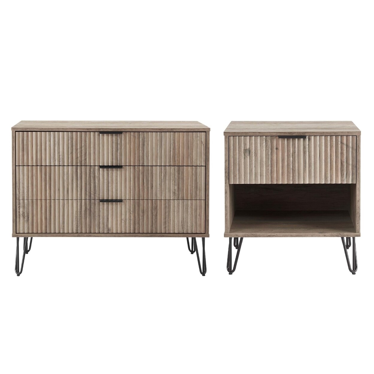 Manhattan Comfort2-Piece DUMBO Modern Standard 3-Drawer Dresser and DUMBO Modern 1.0 Nightstand in White Manhattan Comfort2-Piece DUMBO Modern Standard 3-Drawer Dresser and DUMBO Modern 1.0 Nightstand in White