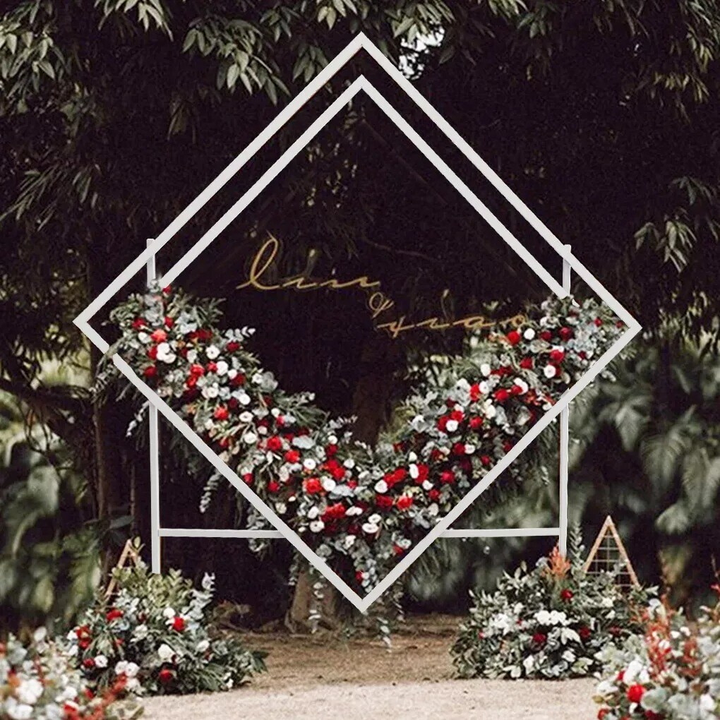 2M Geometric Wedding Arch Backdrop Stand Garden Party Flowers Art Plinths Holder