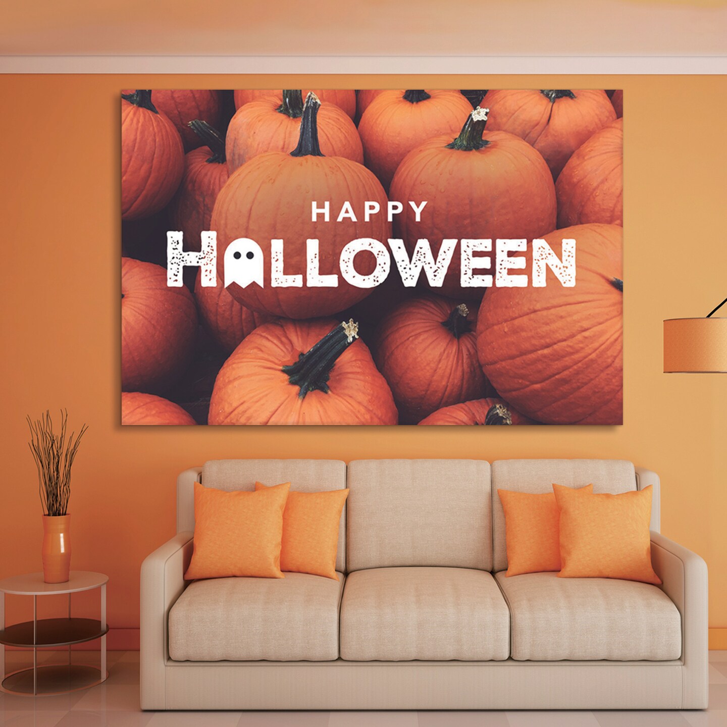 Pumpkin Painting for Halloween - Perfect Gift and Decoration for Halloween-themed Living Room and Bedroom, Ready to Hang