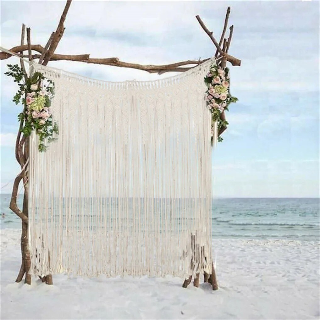 180cm Long Macrame Wall Hanging Tapestry Boho Wedding Backdrop Curtain Home Deco
