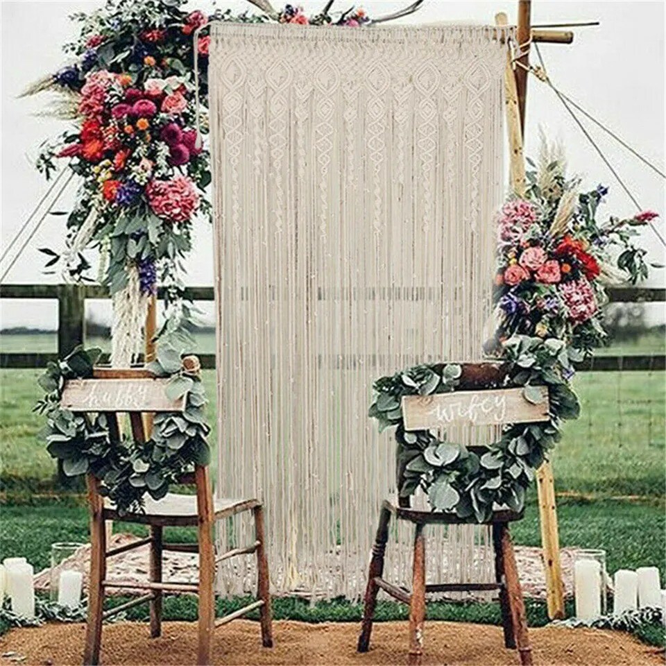 180cm Long Macrame Wall Hanging Tapestry Boho Wedding Backdrop Curtain Home Deco