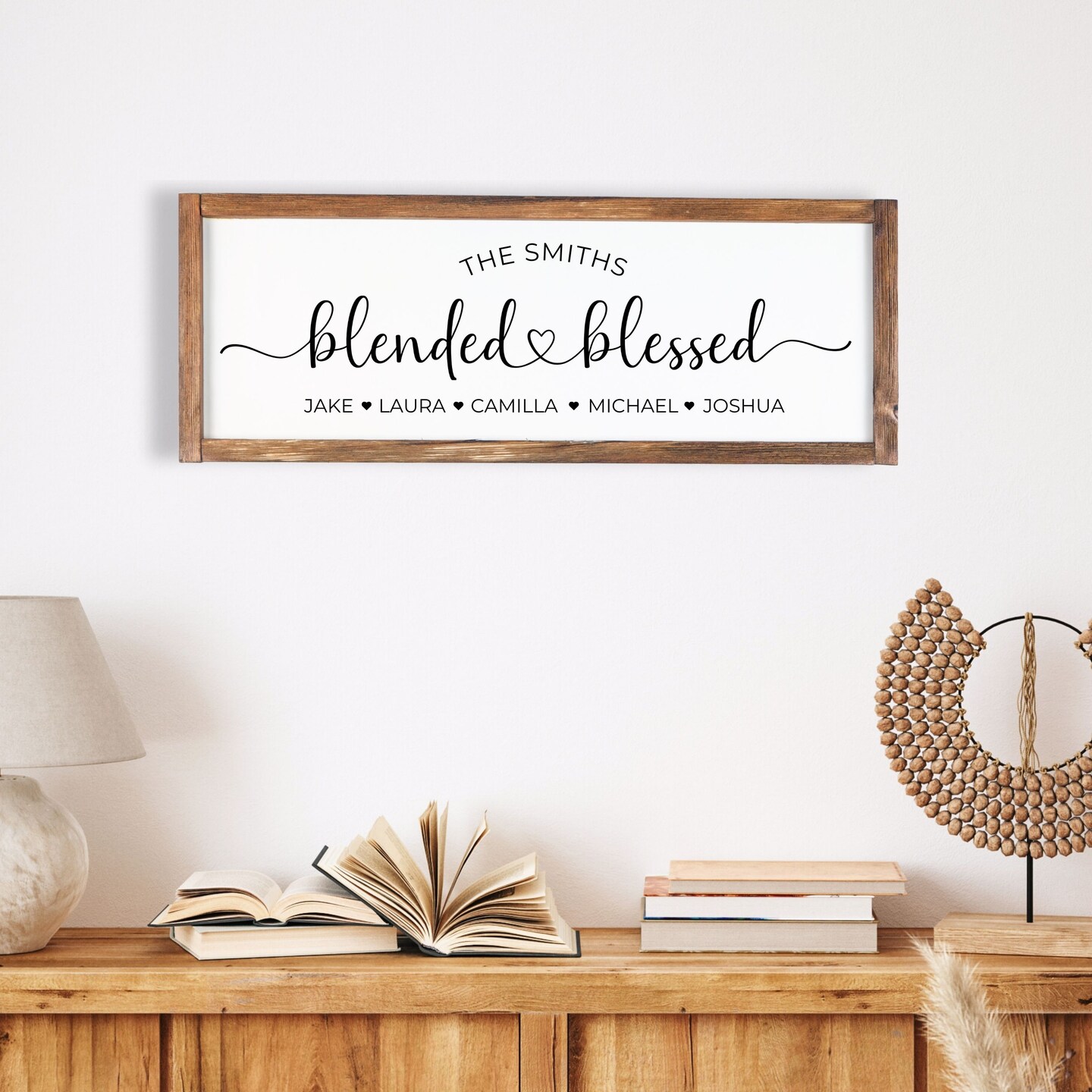 Personalized Blended and Blessed Family Wood Sign with Kids Names ...