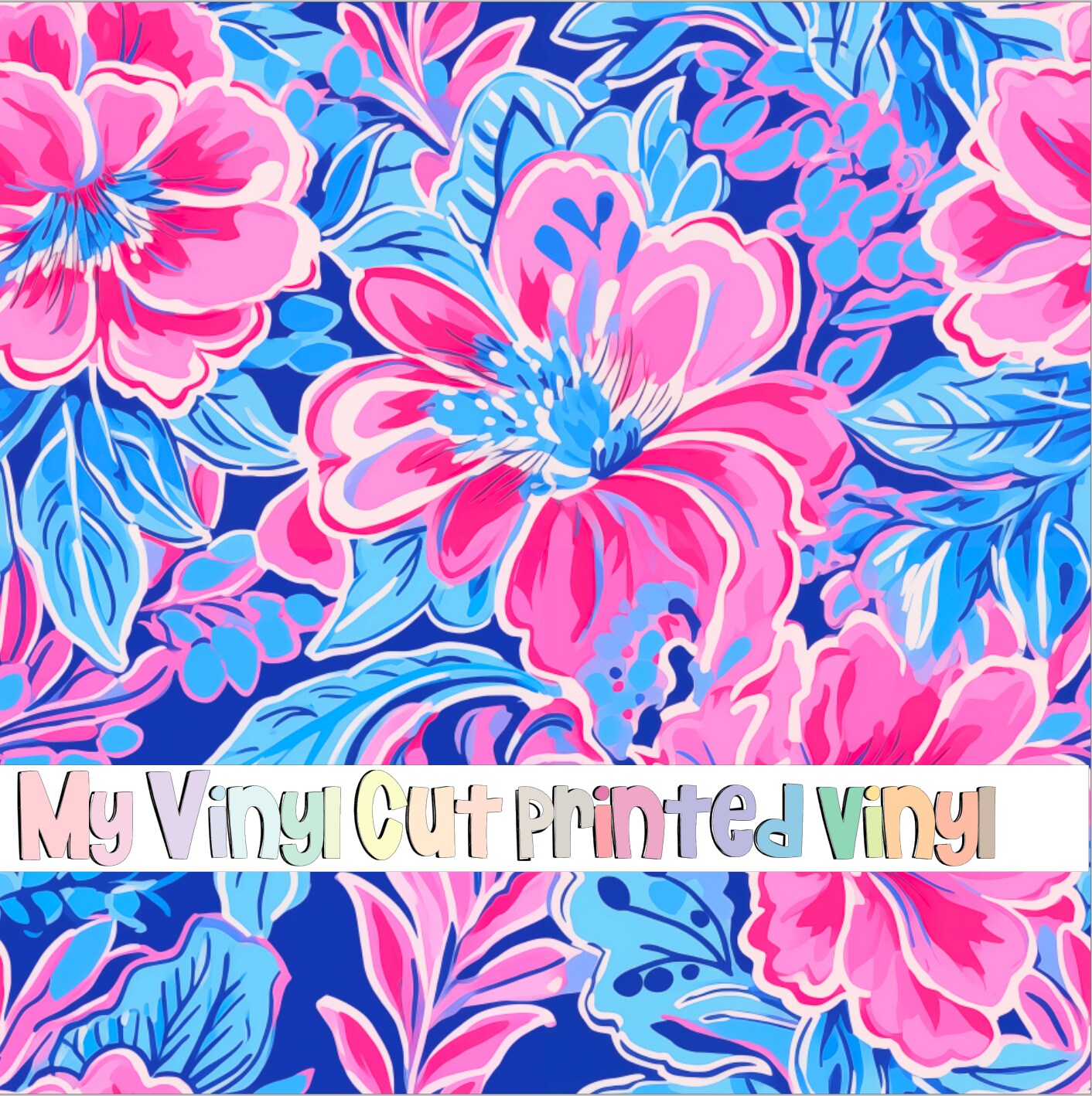 12 x 12 inch Sheet of Printed Vinyl or HTV in the Preppy Florals T ...
