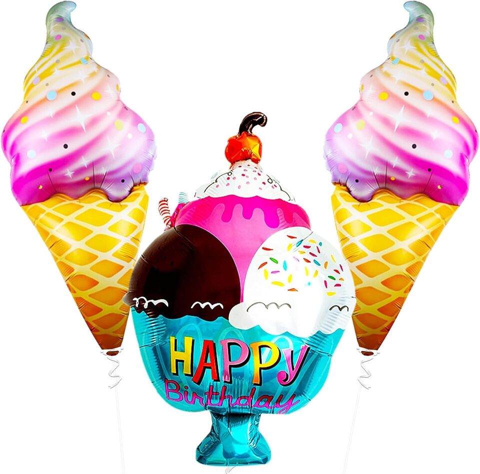 3 PCS 37 Inches Ice Cream Balloons Set
