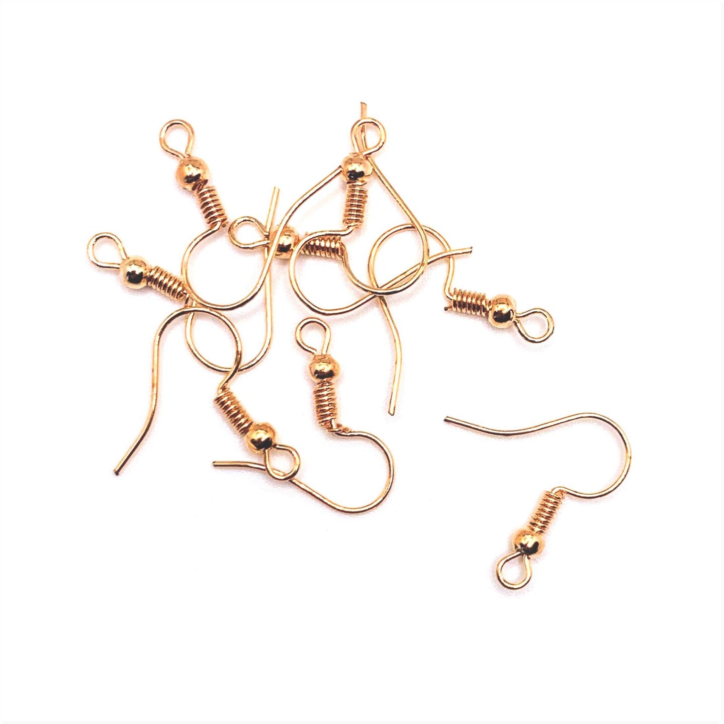 100 or 500 Pieces: Bright Rose Gold Fish Hook Earring Wires with Spring and  Ball