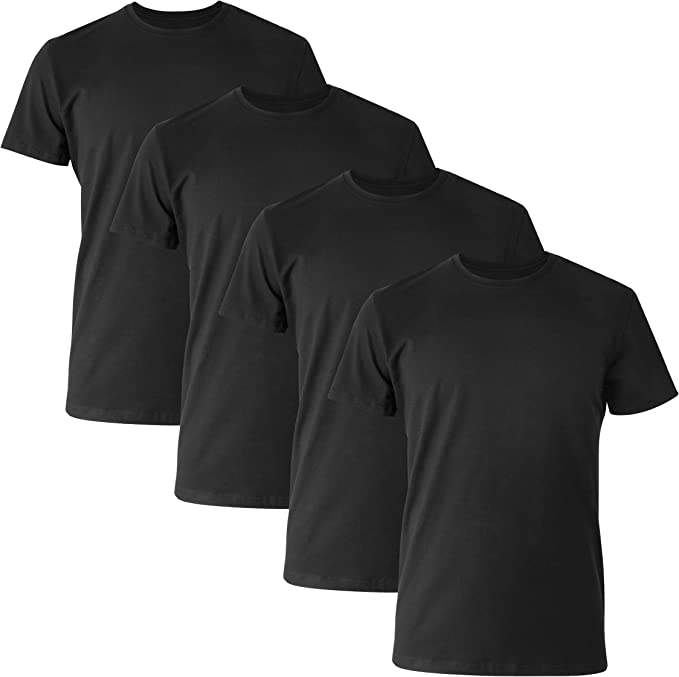 Hanes Ultimate Men&#x27;s 4-Pack FreshIQ Crew T-Shirt, Black, Medium
