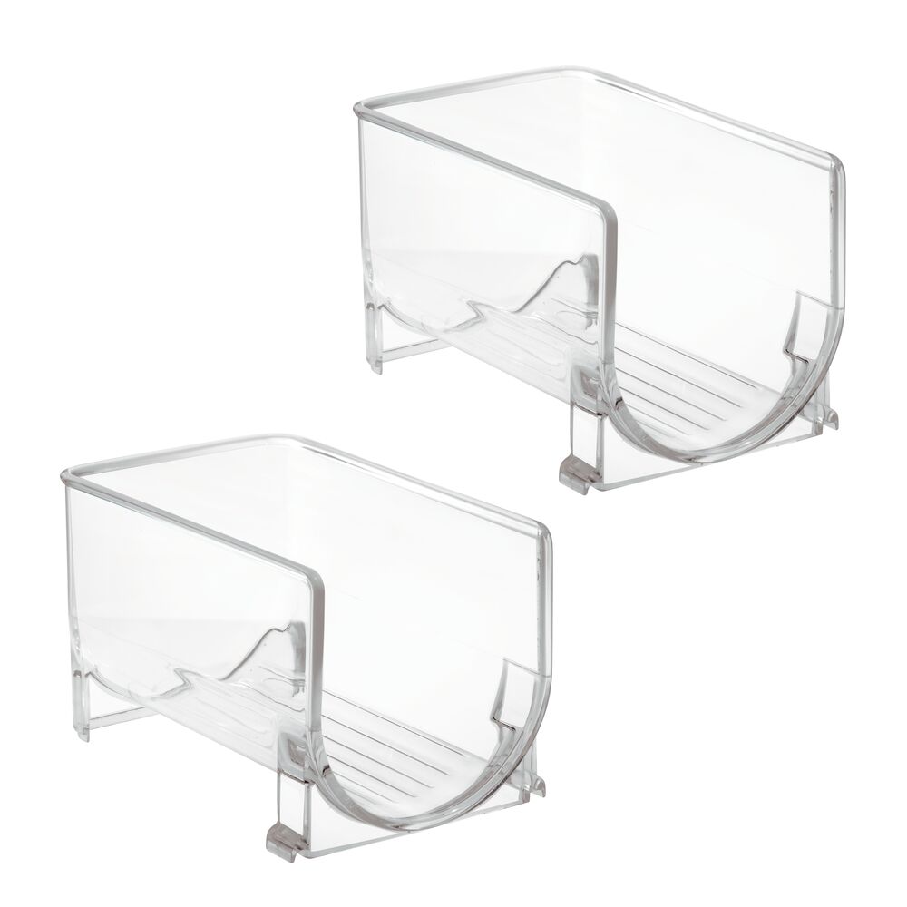 mDesign Large Plastic Stackable Kitchen Storage Bin for Pop/Soda, 2 Pack - Clear