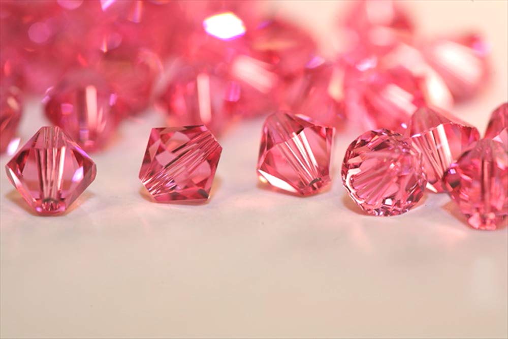 50pcs Authentic Preciosa 6mm Faceted Bicone Crystal Beads Pink Rose Compatible with Swarovski Crystals 5301/5328 Pre-B637