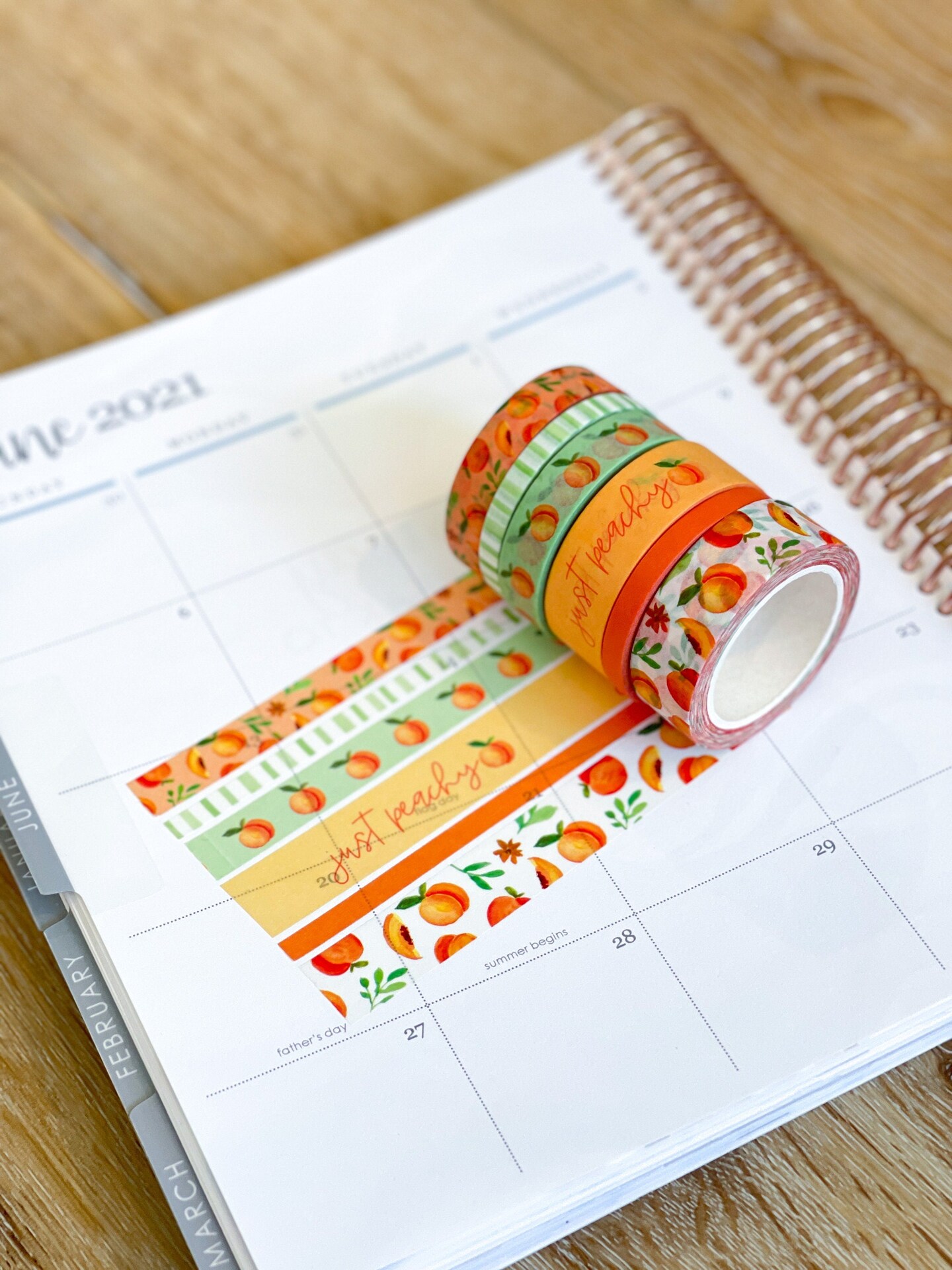Peaches Spring &#x26; Summer Orange &#x26; Green Washi Tape Set (#W023)