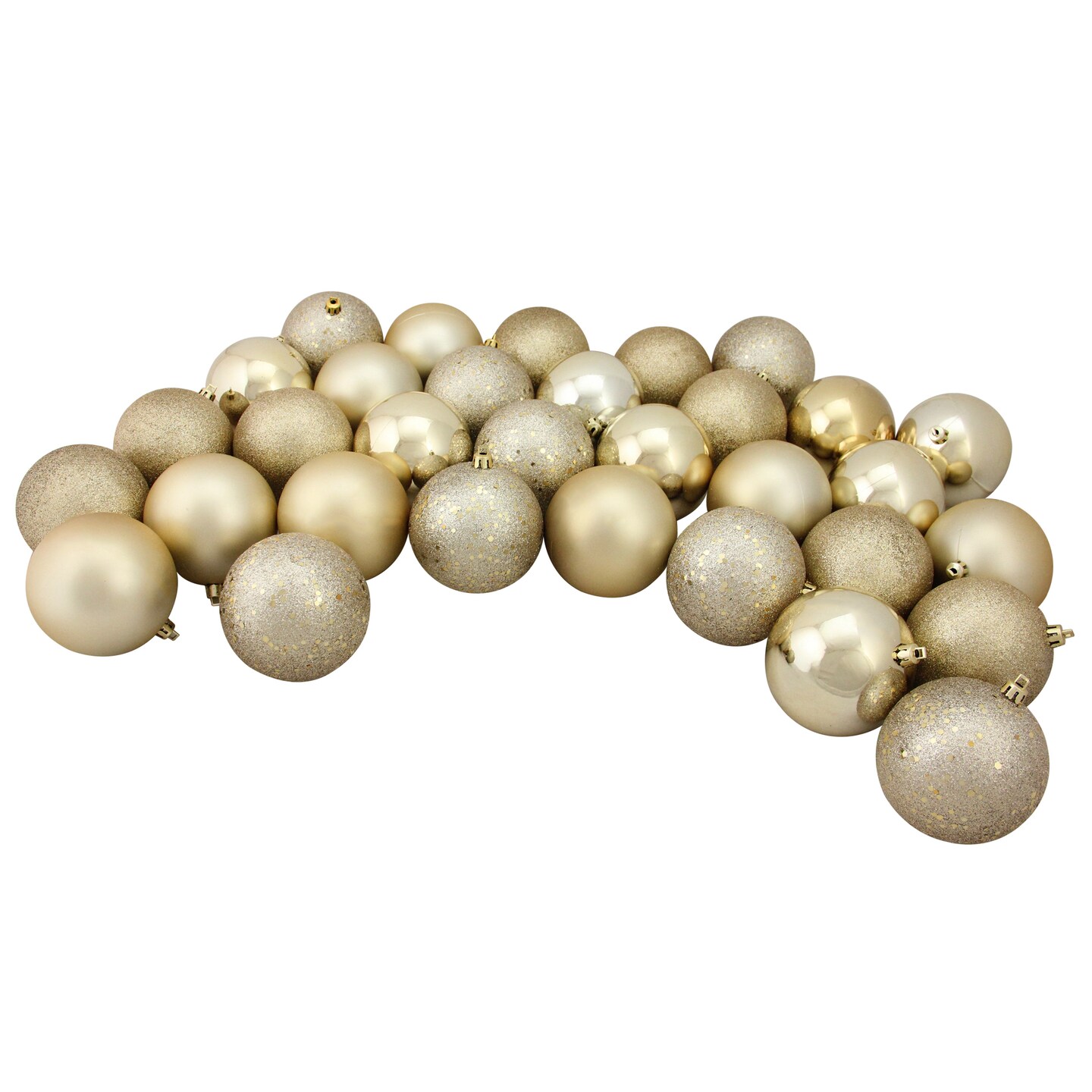 Northlight Shatterproof 4-Finish Christmas Ball Ornaments 3.25" (80mm) - Champagne Gold - 32ct
