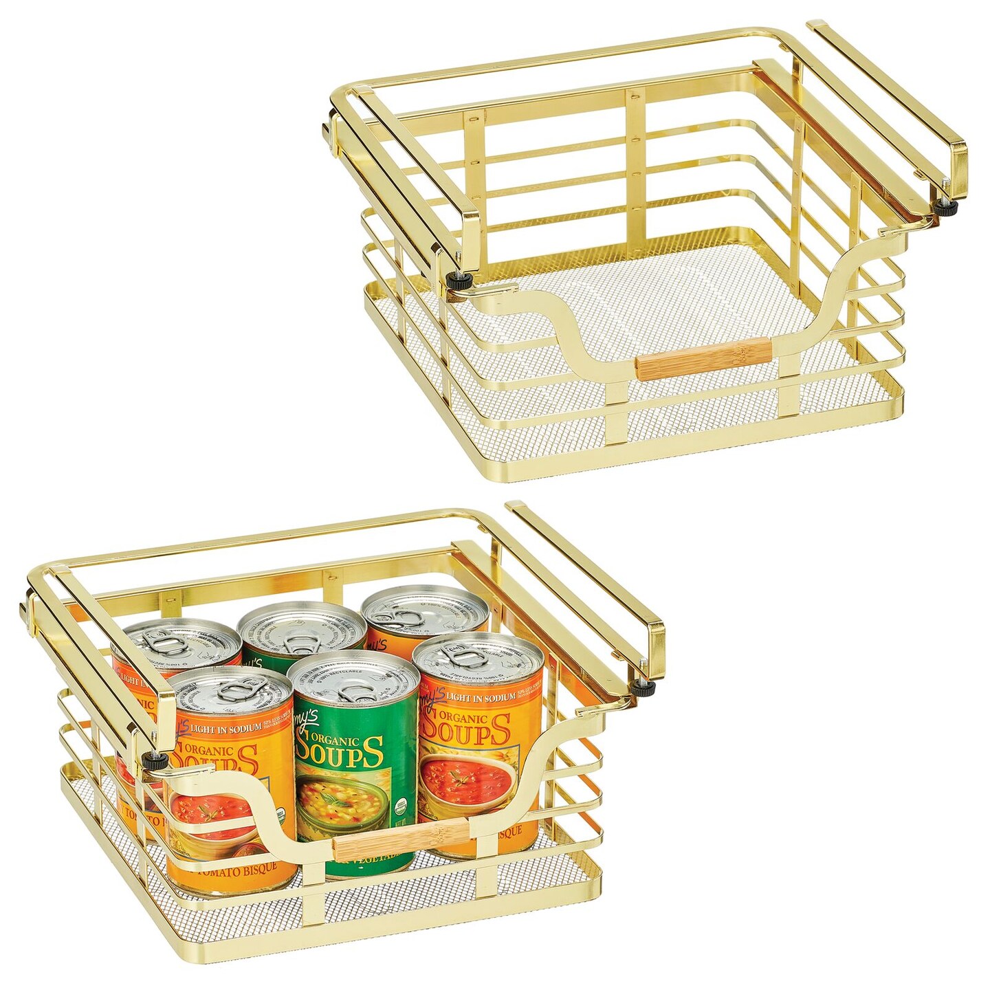mDesign Metal Kitchen Under Shelf Storage Baskets - 2 Pack