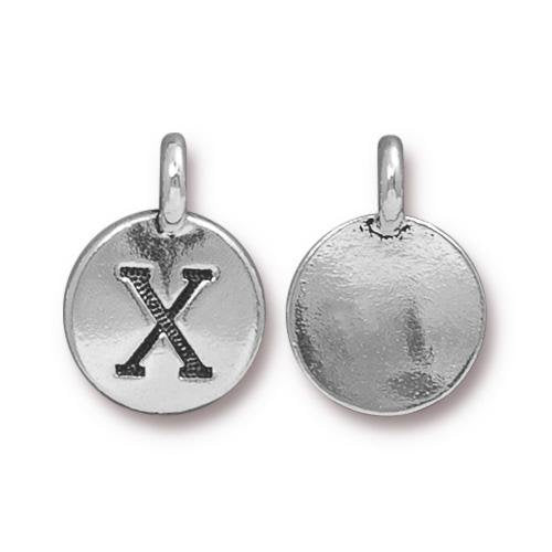 Alphabet Charm with Loop&#x22;X&#x22; Silver Plated