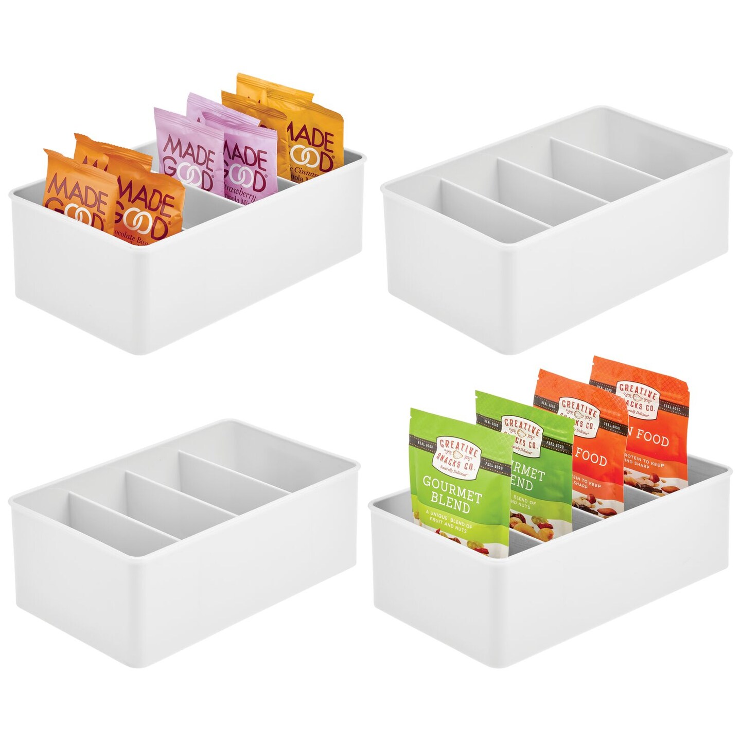 Mdesign Plastic Kitchen Storage Organizer Bins For Pantry, Fridge