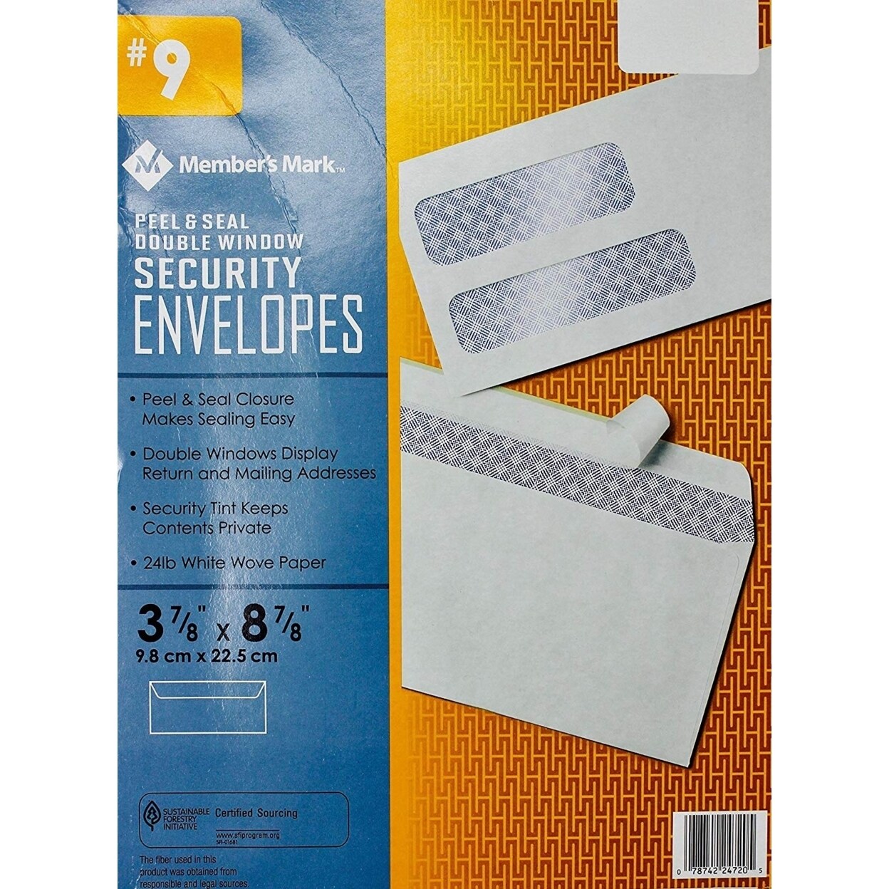 Members Mark 9 Peel And Seal Double Window Security Envelopes 500 Count