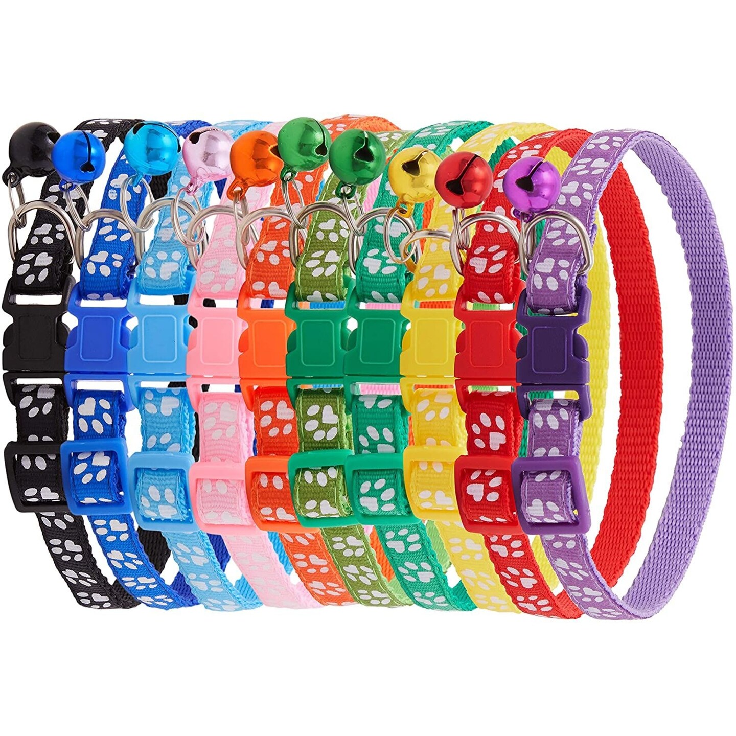 Small Cat Collars, Adjustable Kitten Collars with Bells (12 Pack)