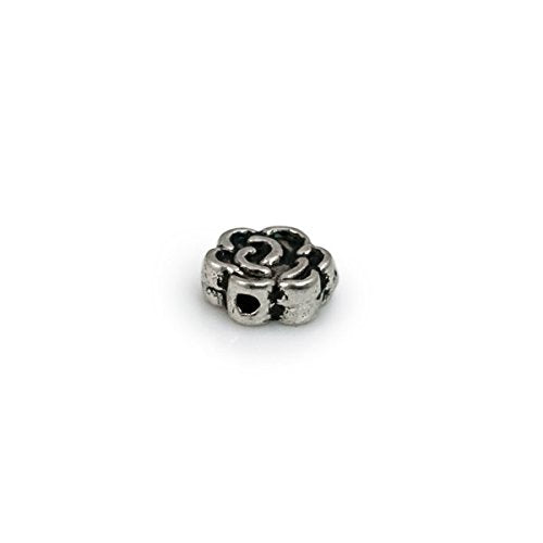 7mm Pewter Rose Bead (Package of 10)