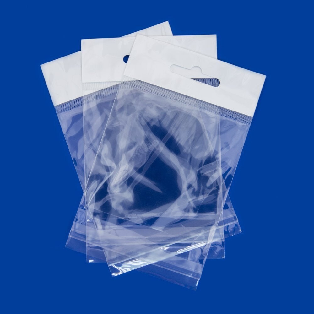Resealable Polypropylene Bags with Hanging Header 3x3" (Package of 100)