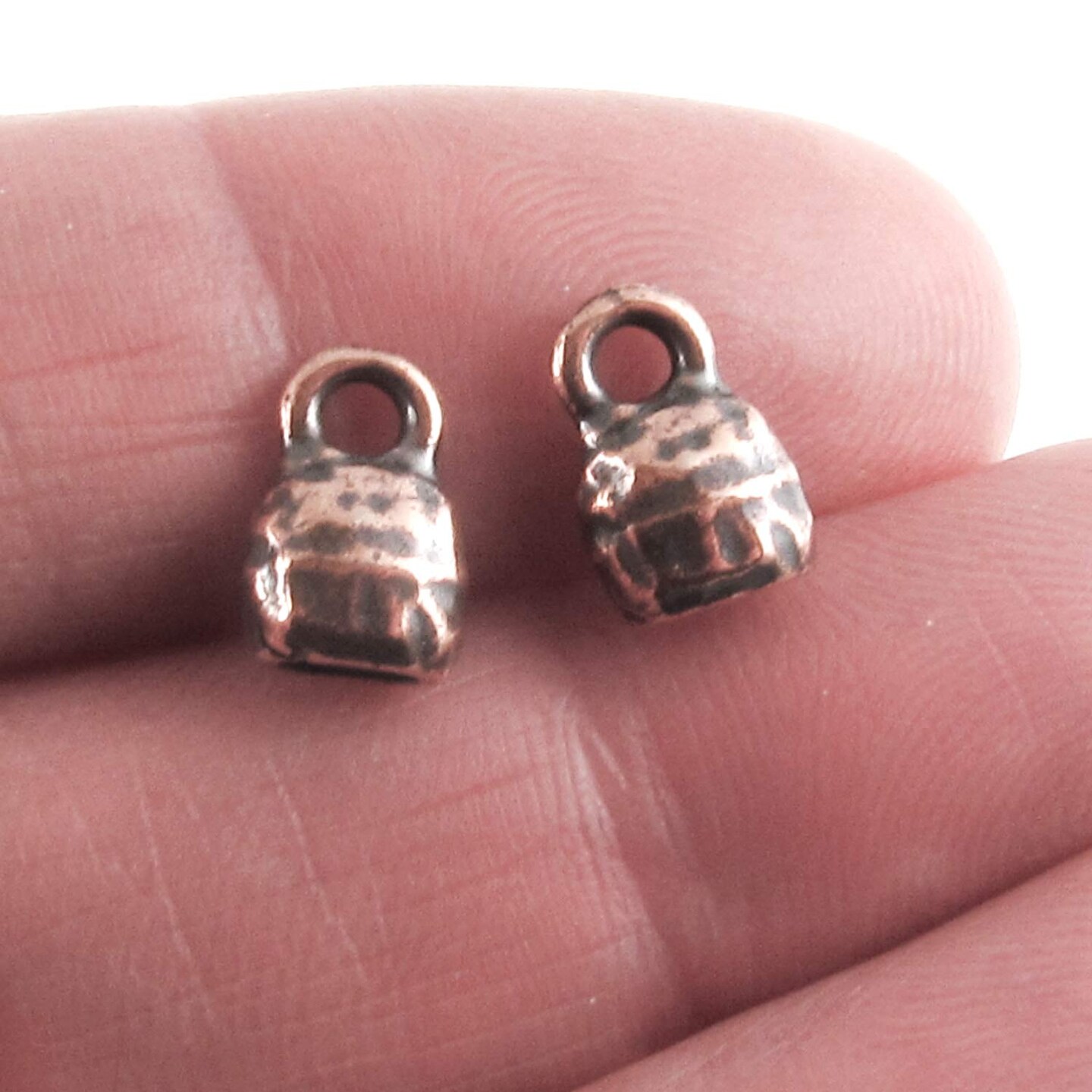 Copper Distressed 4x2mm Leather Cord Crimp End Caps, TierraCast 10/Pkg